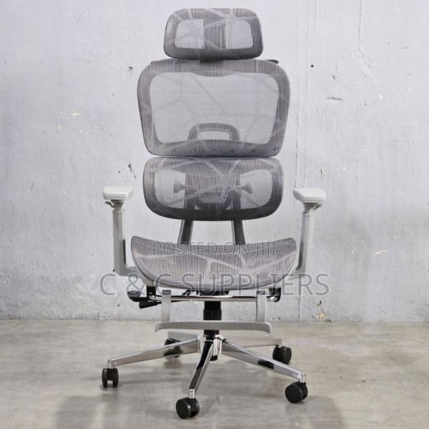 White Reclining Ergonomic Chair With Footrest