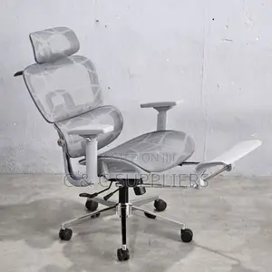 White Reclining Ergonomic Chair With Footrest