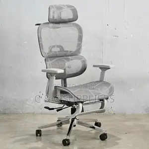 White Reclining Ergonomic Chair With Footrest