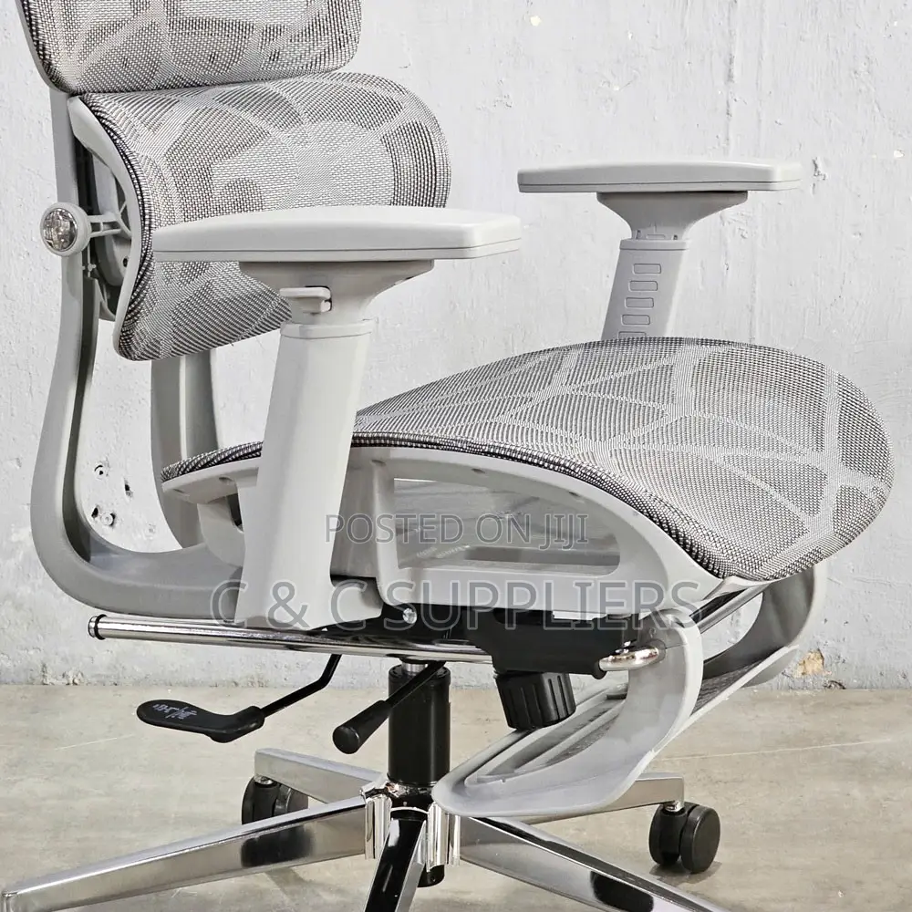 White Reclining Ergonomic Chair With Footrest