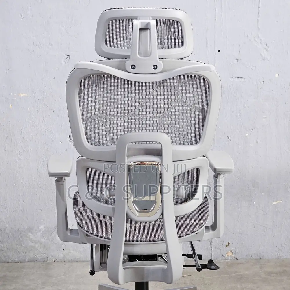 White Reclining Ergonomic Chair With Footrest
