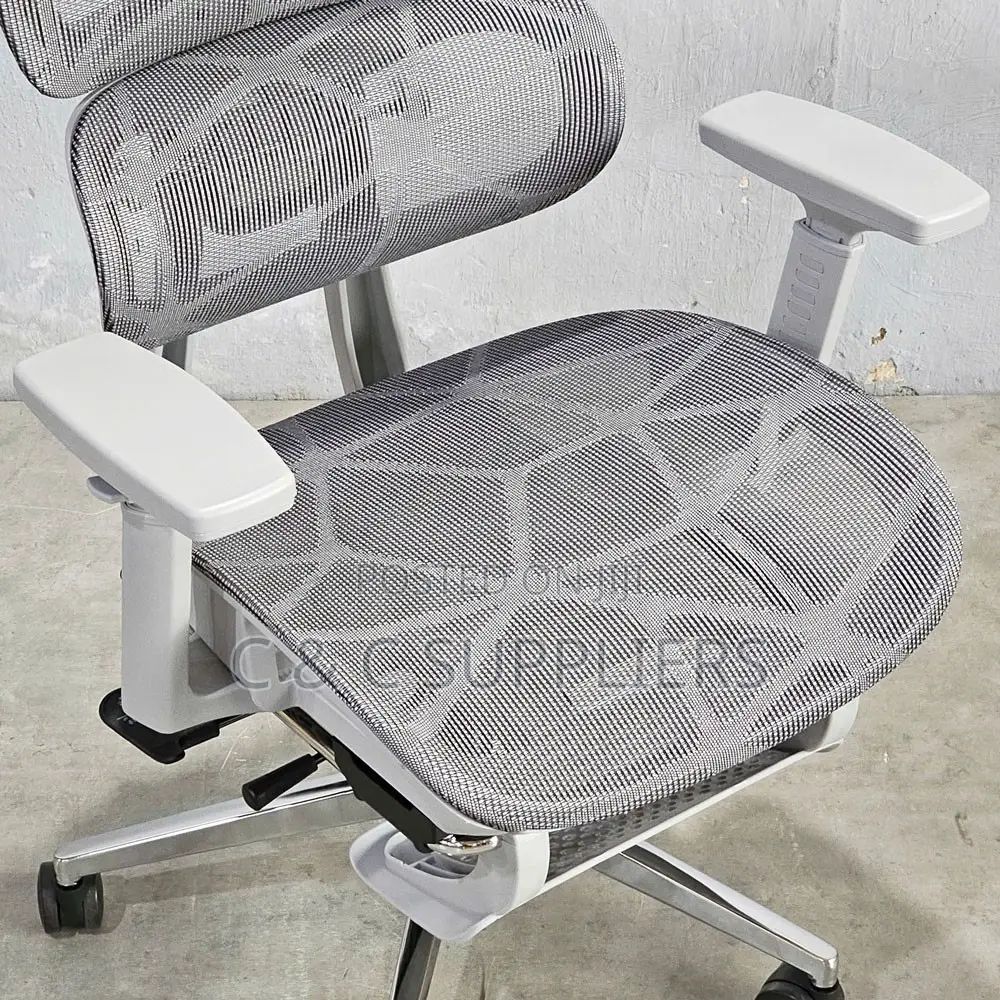 White Reclining Ergonomic Chair With Footrest