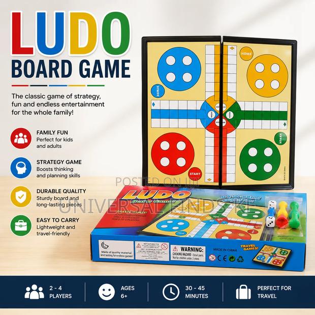 Ludo Board Game – Classic Foldable Family Strategy Board Game