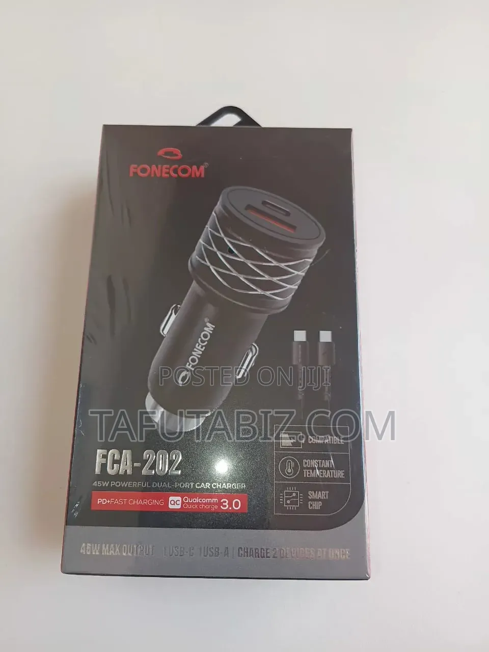 Fonecom Fca -202 45w Powerful Dual -Port Fast Car Charger.