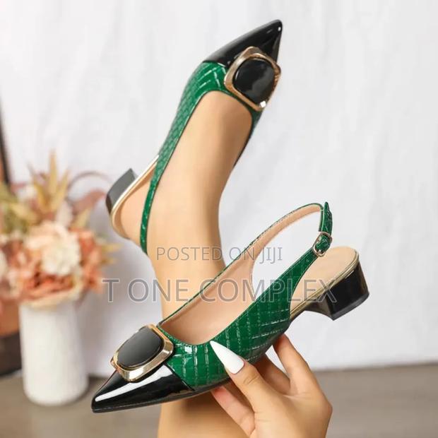 Original Classy Pointed Toe Slingback Block Heels - thumbnail 4