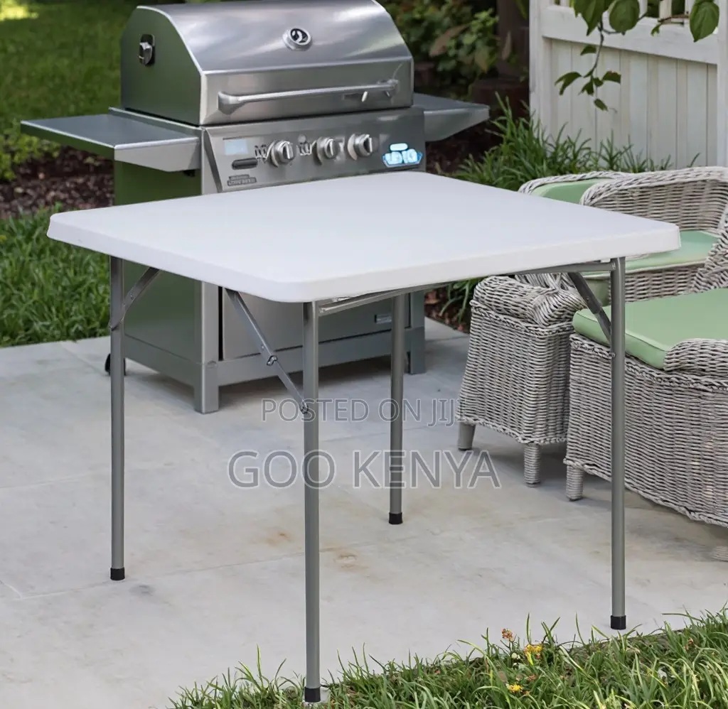 Foldable Table; Weather-Resistant Plastic Folding Table for 4 Person