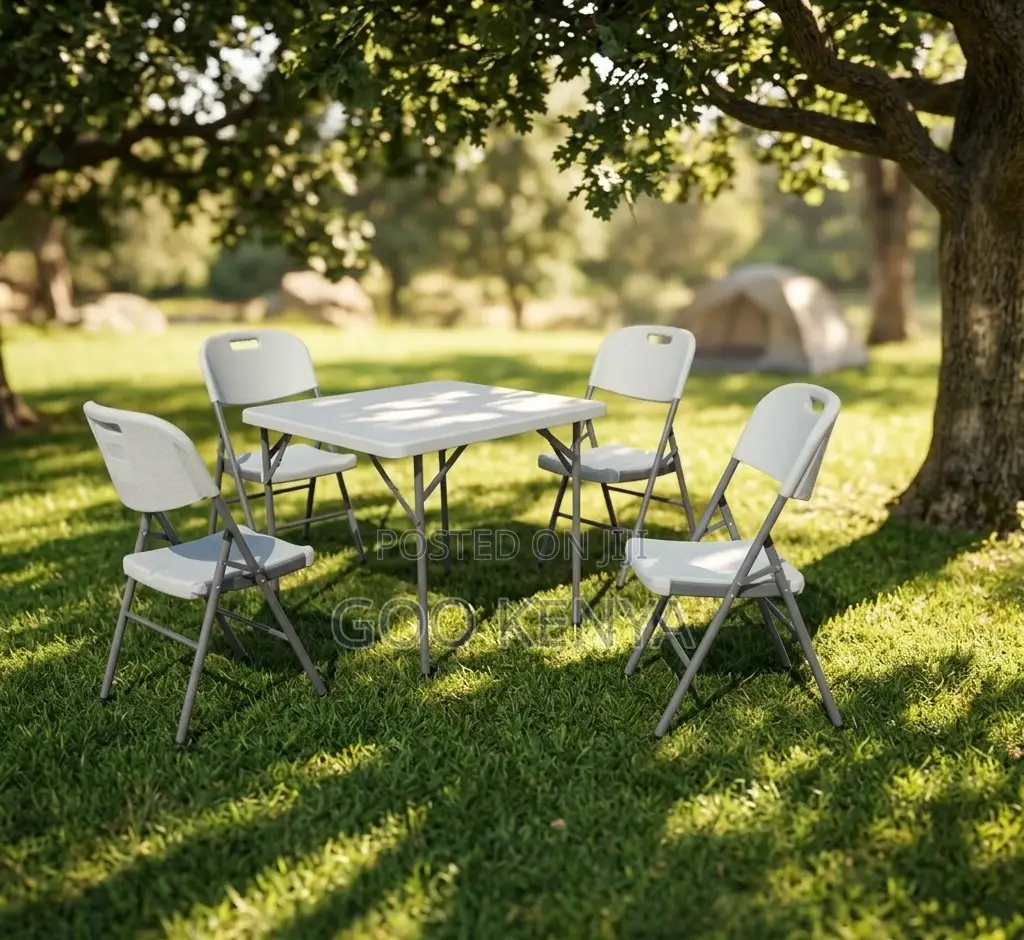 Foldable Table; Weather-Resistant Plastic Folding Table for 4 Person