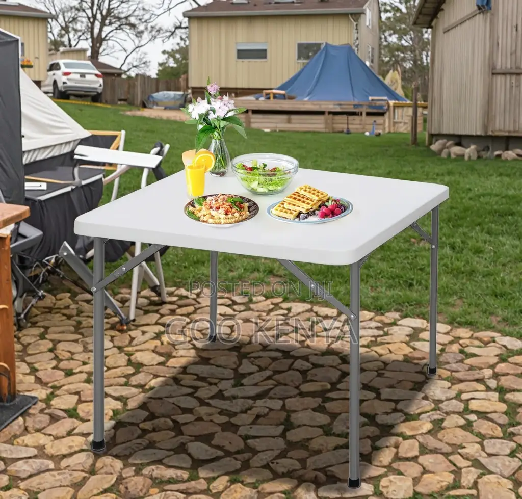 Foldable Table; Weather-Resistant Plastic Folding Table for 4 Person