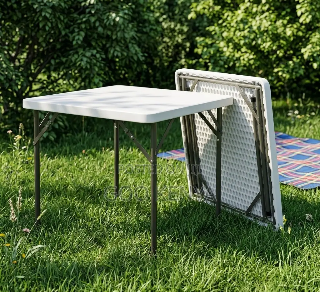 Foldable Table; Weather-Resistant Plastic Folding Table for 4 Person