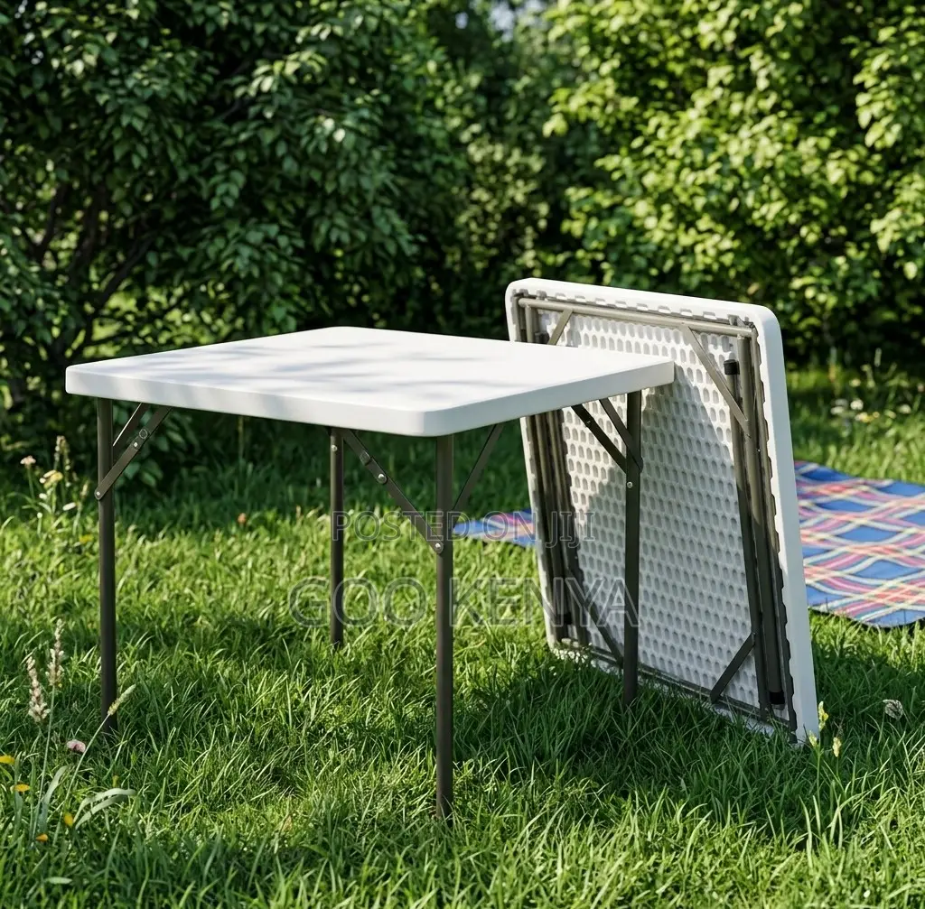 Foldable Table; Weather-Resistant Plastic Folding Table for 4 Person