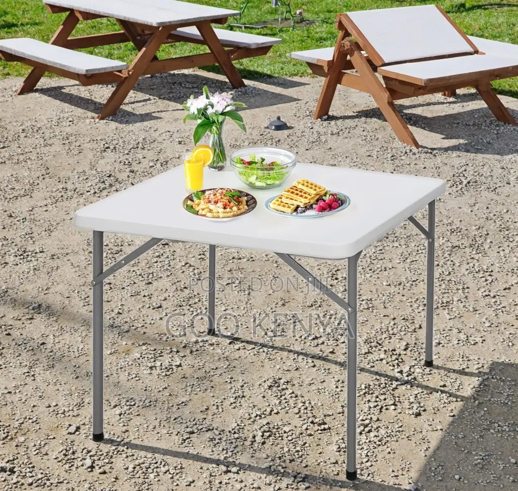 Foldable Table; Weather-Resistant Plastic Folding Table for 4 Person