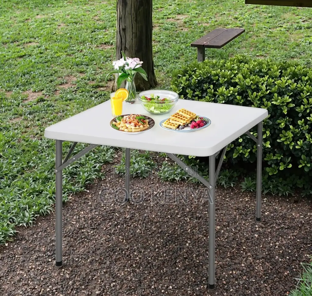 Foldable Table; Weather-Resistant Plastic Folding Table for 4 Person