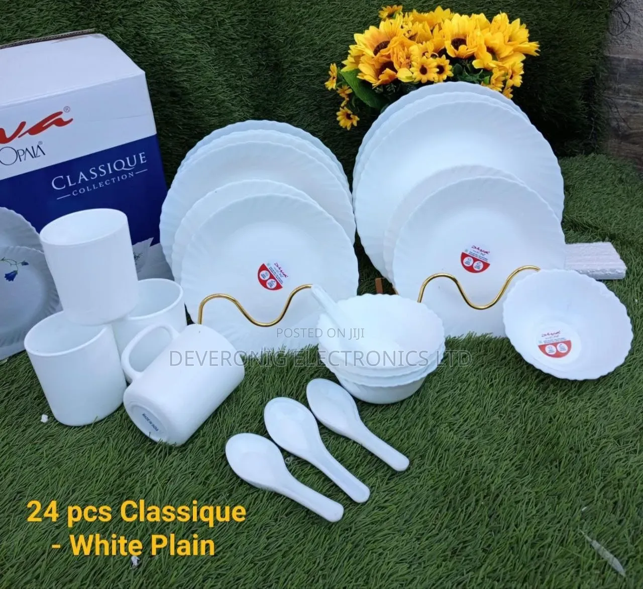24 PCS Classique Glass Dinner Sets 
Plain White