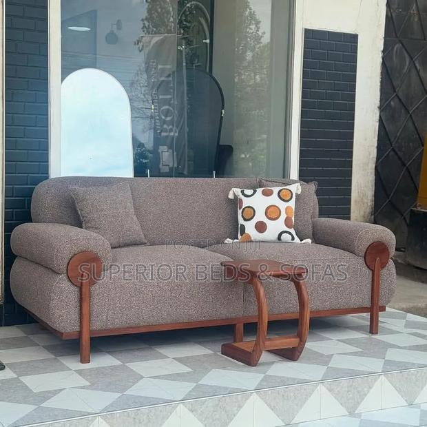 3 Seater Sofa in Mahogany Wooden Legs: Free Delivery