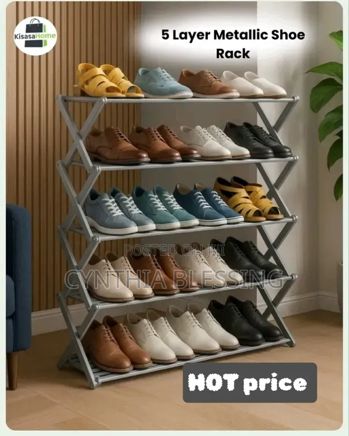 5 Layer Metallic Shoe Rack
