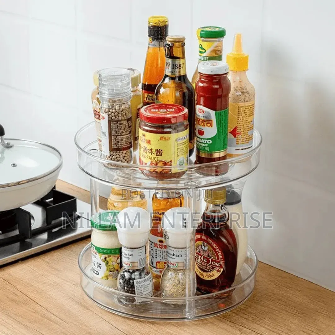 *2 Layer 360 Rotation Cabinet Turntable Organizer