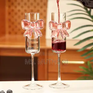 6pcs Pink Bow Champagne Flutes for Weddings or Parties
