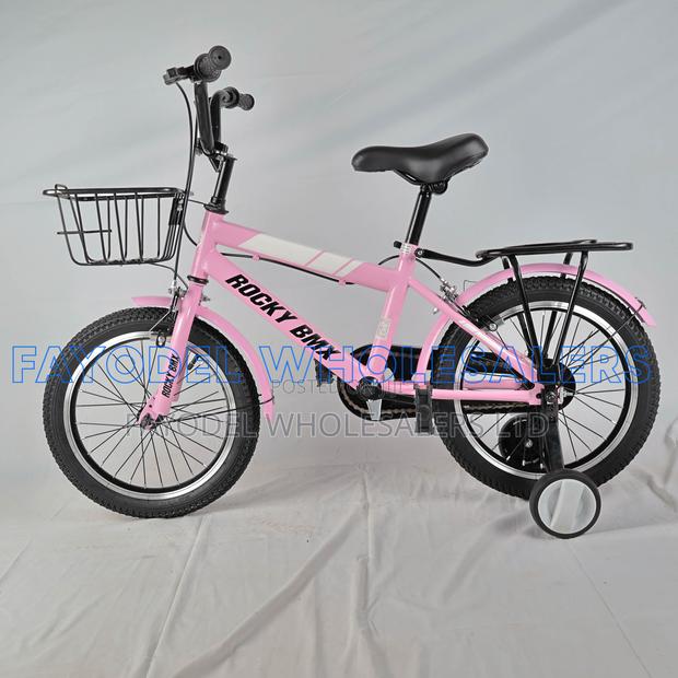 Rocky 16" Kids Bicycle With Basket Training Wheels – Pink - main view