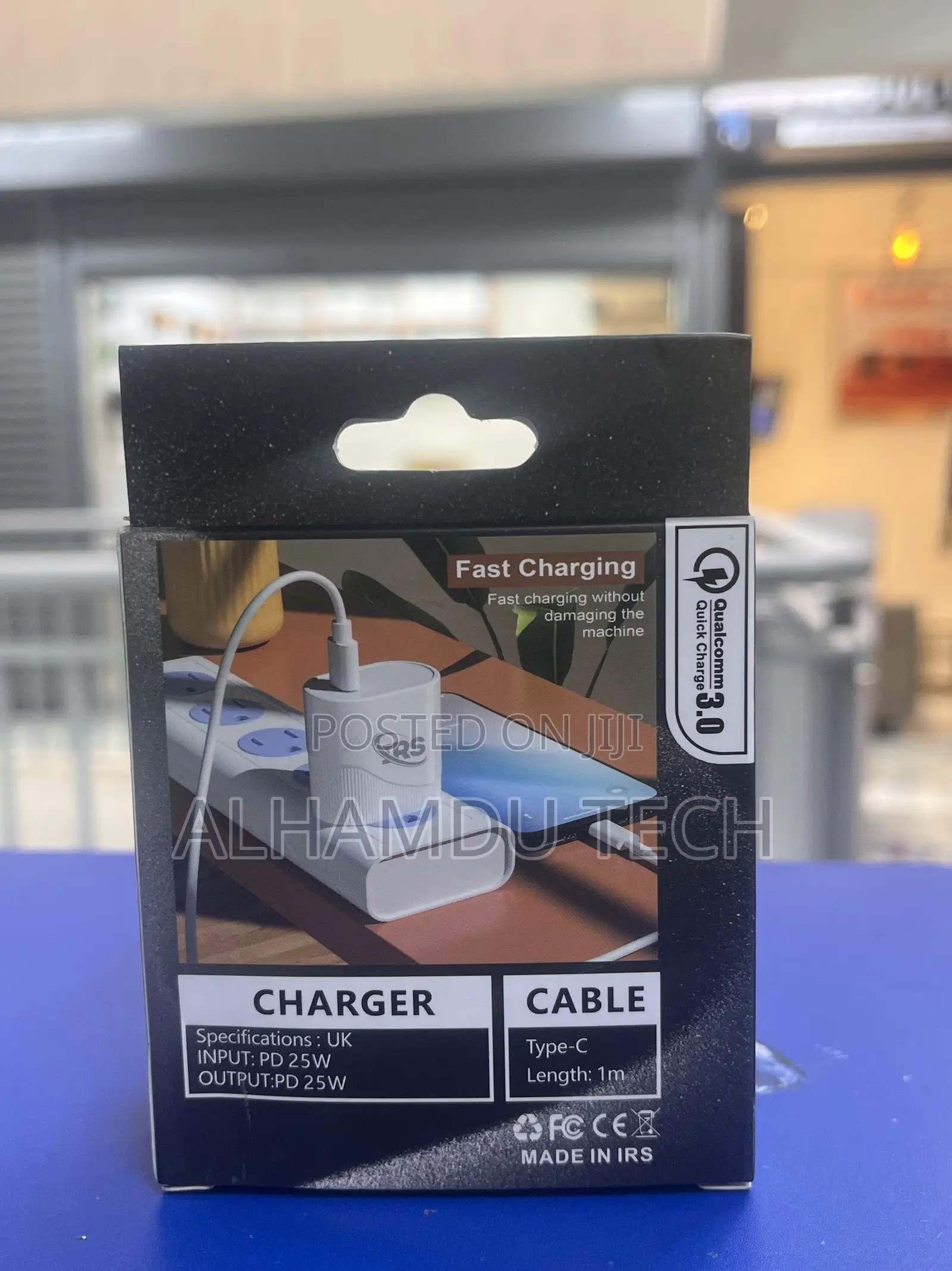 Irs Fast Chargerkit Featuring a White Uk 3-Pin Plug Wall Adapter.