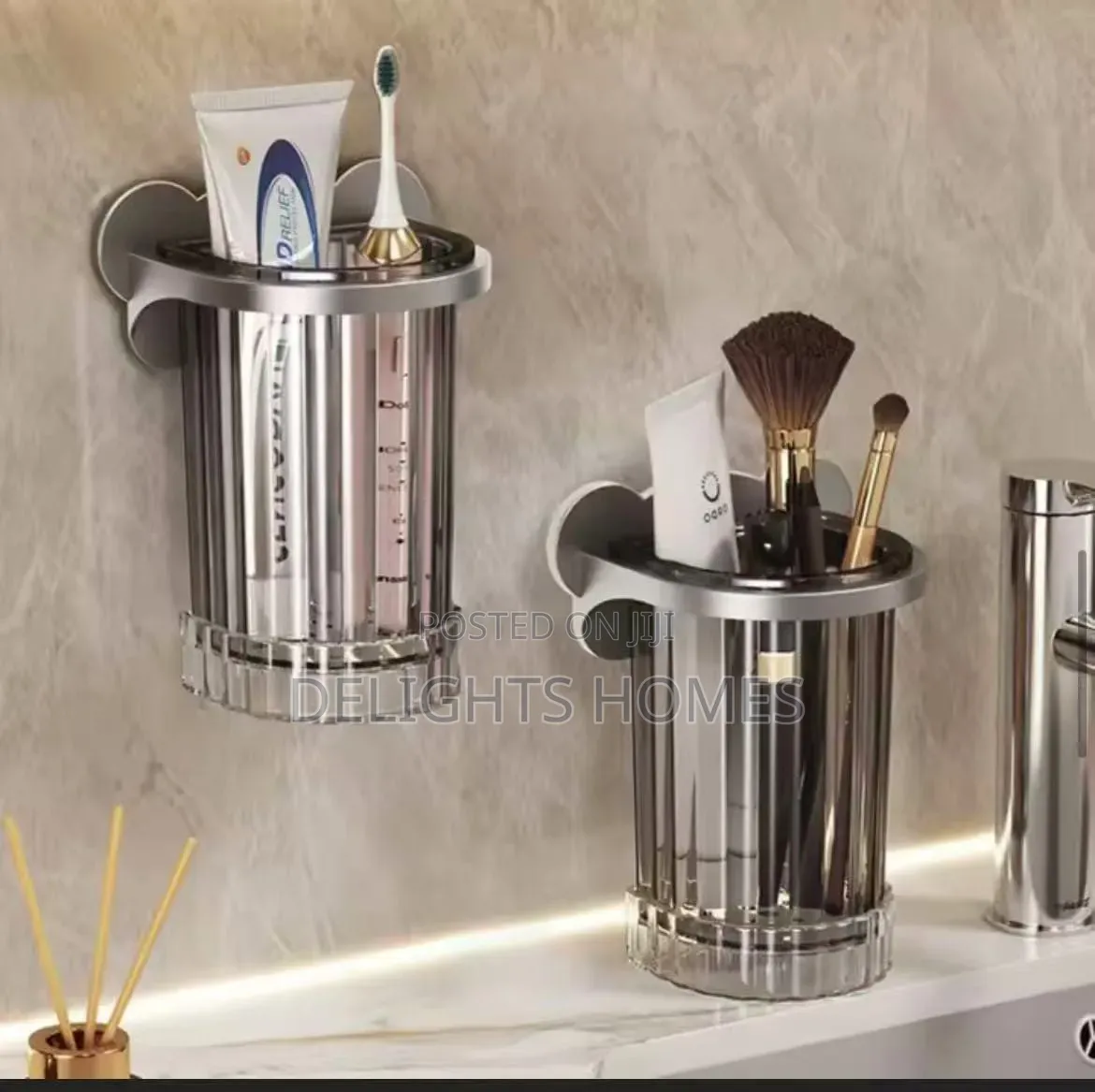 Wall Mount Toothbrush Holder Bathroom Organizer_nje