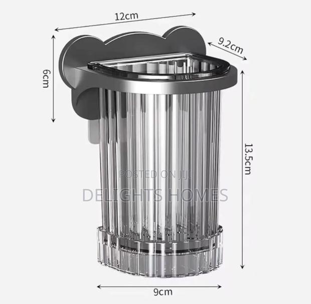 Wall Mount Toothbrush Holder Bathroom Organizer_nje - thumbnail 3