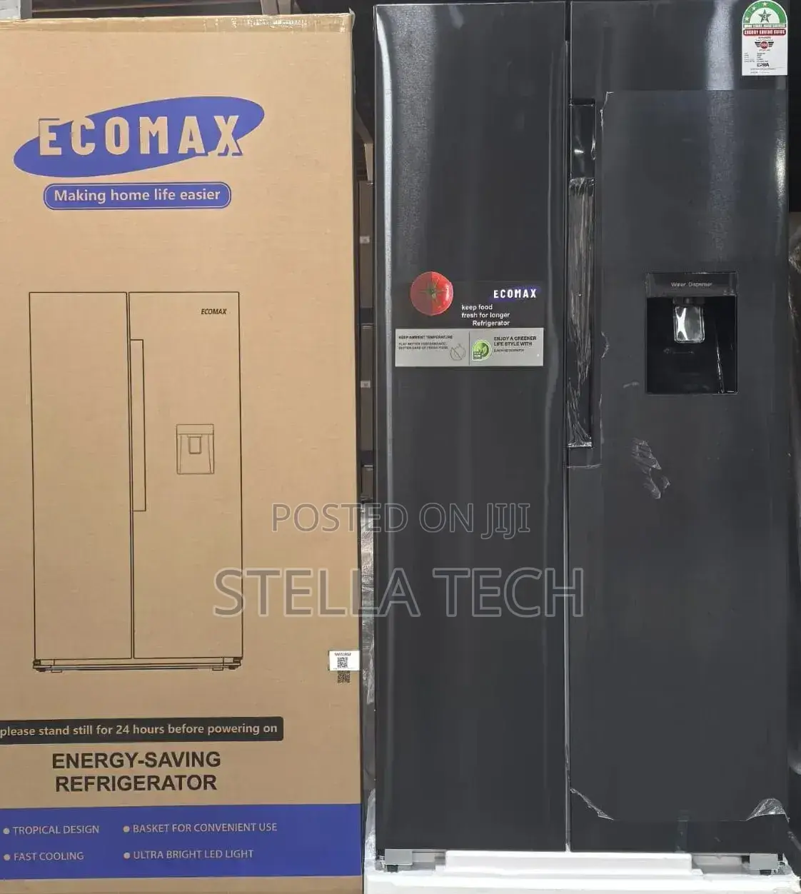 Ecomax 454 Litres Dark Silver Side by Side With Dispenser Refrigerator