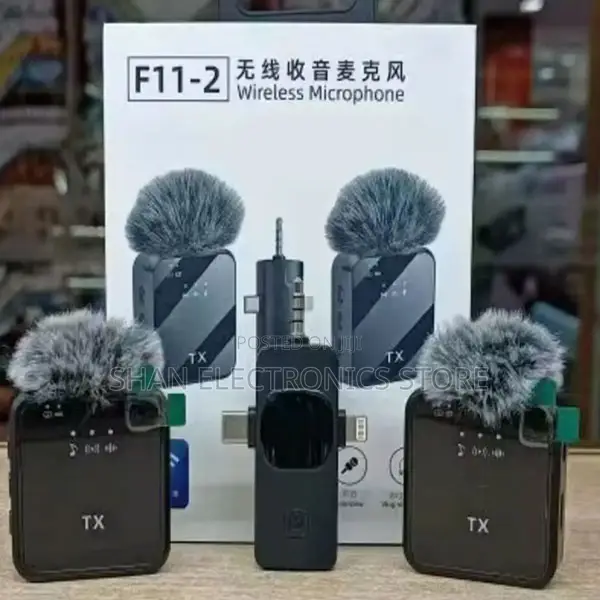 Wireless Lavalier Microphone F11-2 Dual Pack for Vlog Live Stream