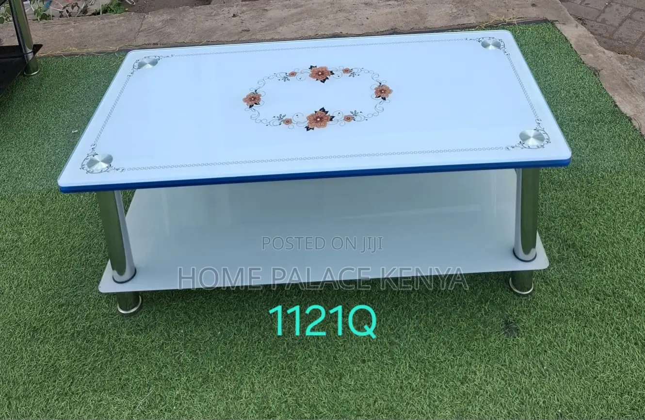 Coffee Table: Two Tier Tempered Glass Tables With Graphic Images