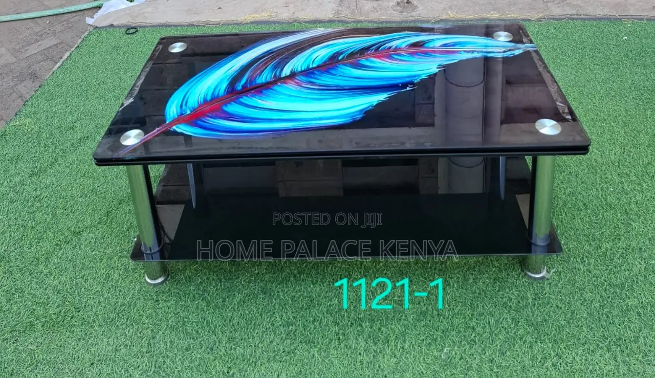 Coffee Table: Two Tier Tempered Glass Tables With Graphic Images