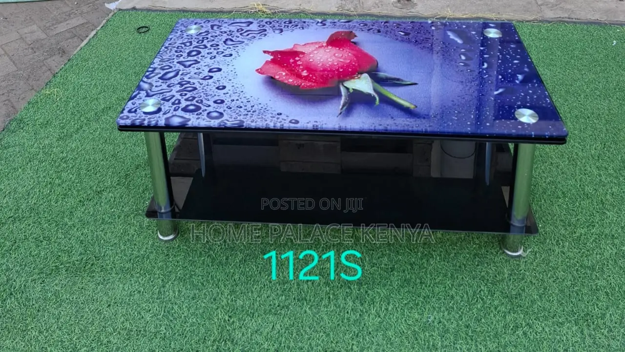 Coffee Table: Two Tier Tempered Glass Tables With Graphic Images