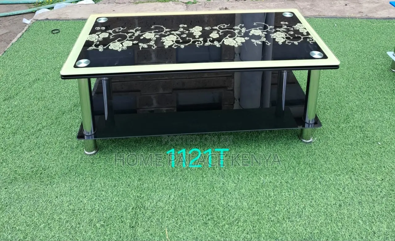 Coffee Table: Two Tier Tempered Glass Tables With Graphic Images