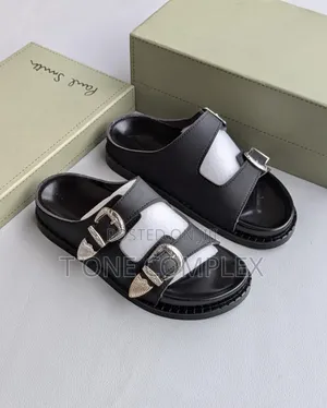 Quality Western Backle Double Straps Slides Black Brown
