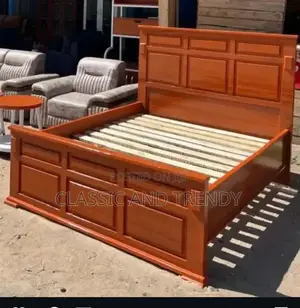 5x6 Orange Wooden Bed
