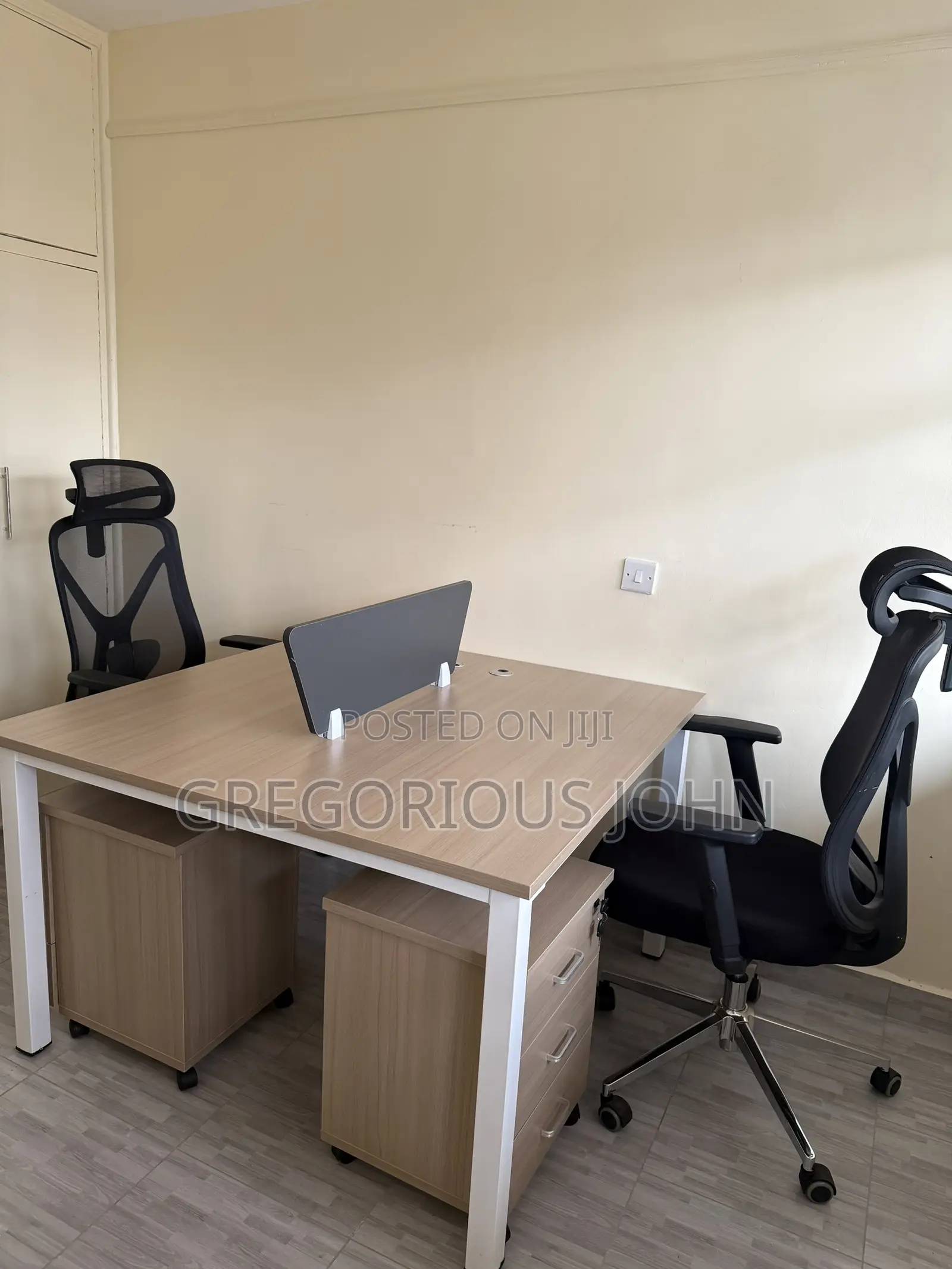 Modern 2-Person Workstation + 2 Ergonomic Chairs
