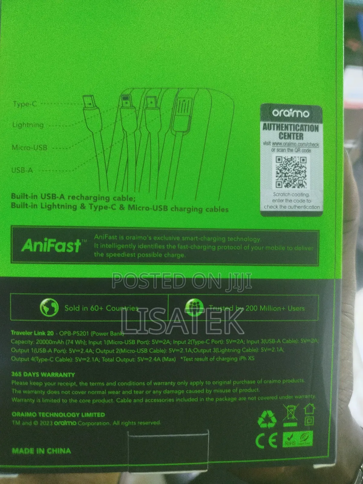 Oraimo 20000mah Power Bank
