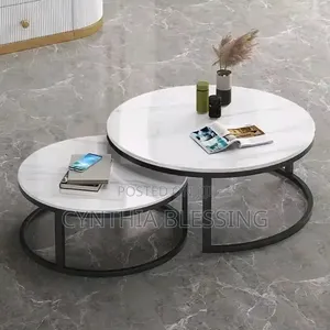 2pc Genuine Marble Nesting Table Set_smg