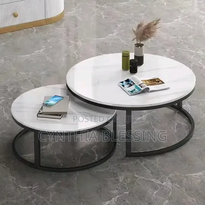 2pc Genuine Marble Nesting Table Set_smg