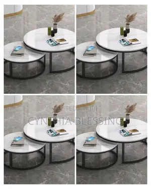 2pc Genuine Marble Nesting Table Set_smg