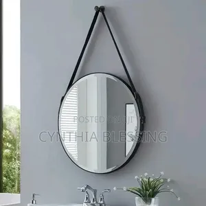 Decor Mirror With Leather Strap **Size:60cm