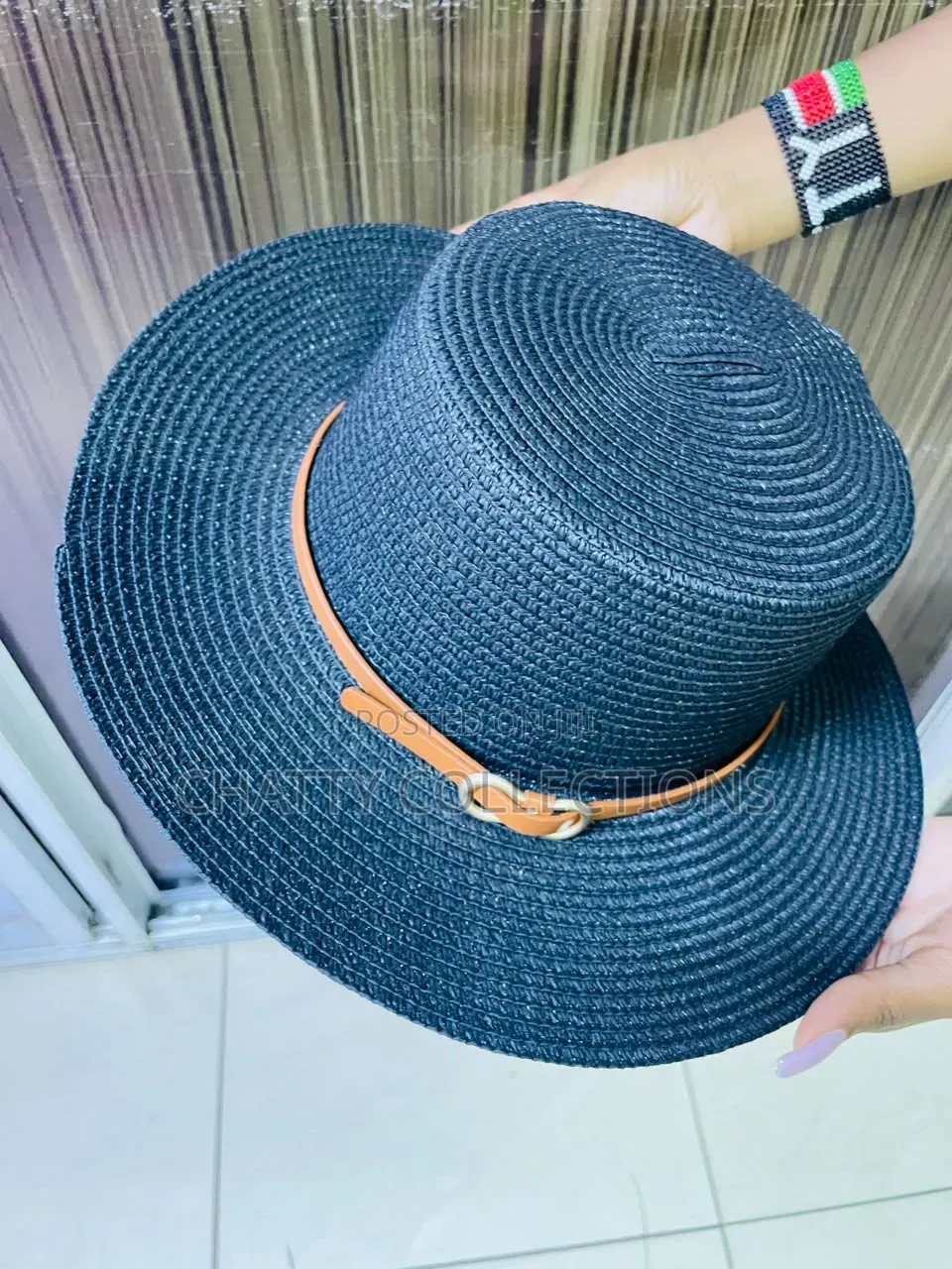 Black Ladies Summer /Beach Straw Hat