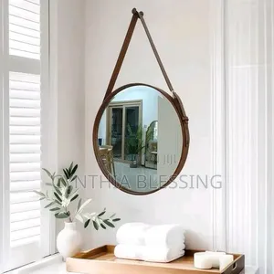 Decor Mirror With Leather Strap **Size:60cm