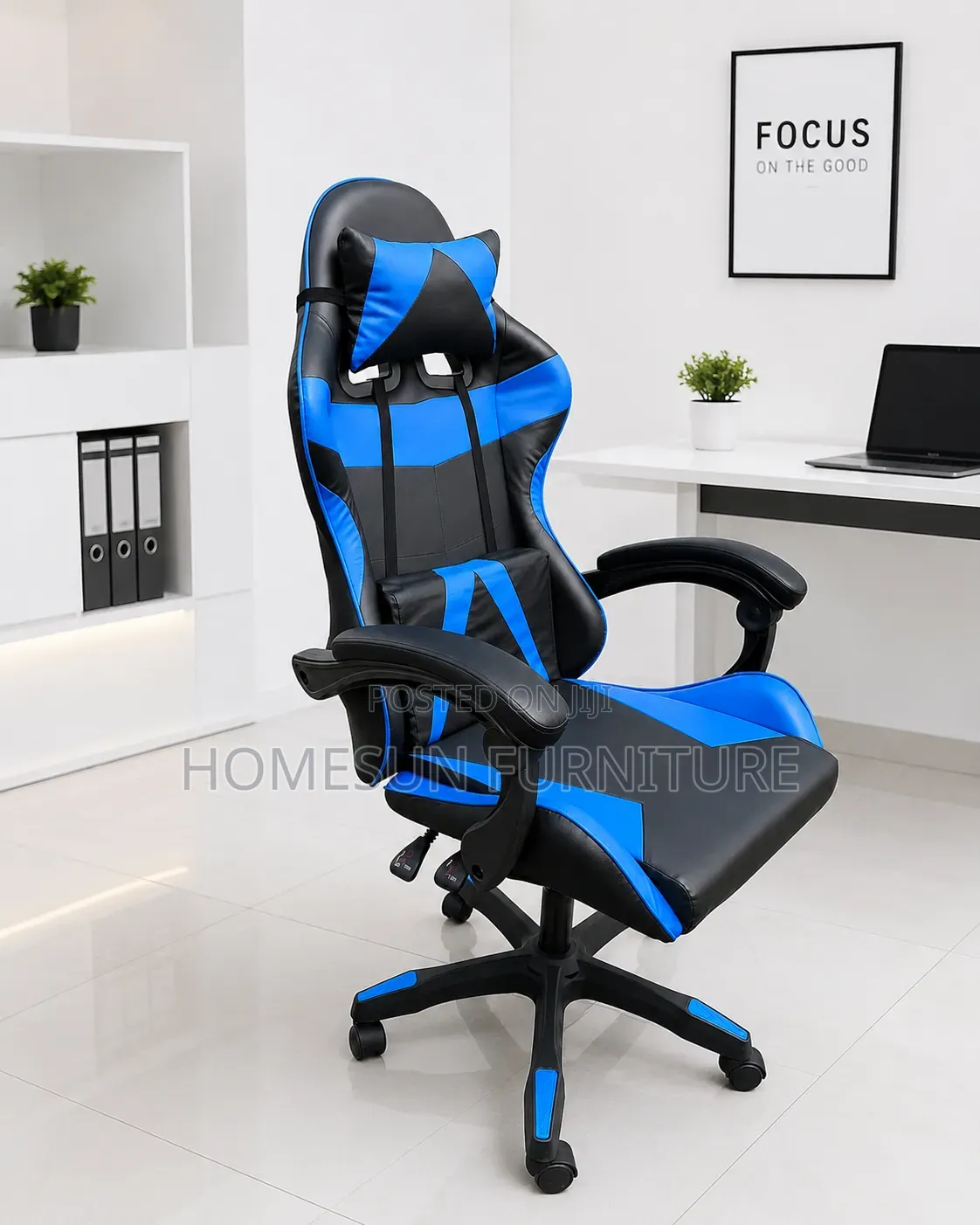 Ergonomic Gaming Office Chair – Blue Black High-Back Executive Chair