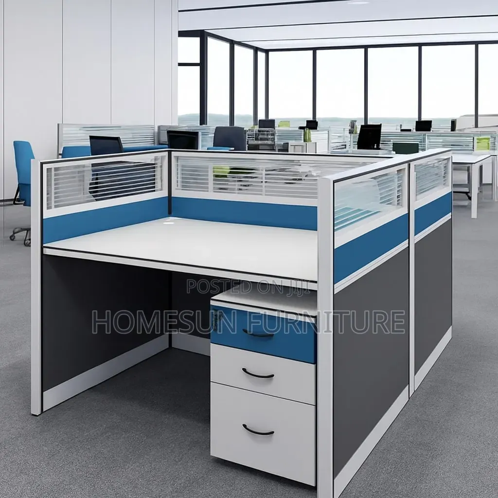Modern Office Cubicle Workstation With Mobile Pedestal – 2 User