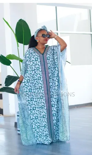 Premium Printed Moroccan Kaftan/Boubou Maxi Dress – Elegant Free Size
