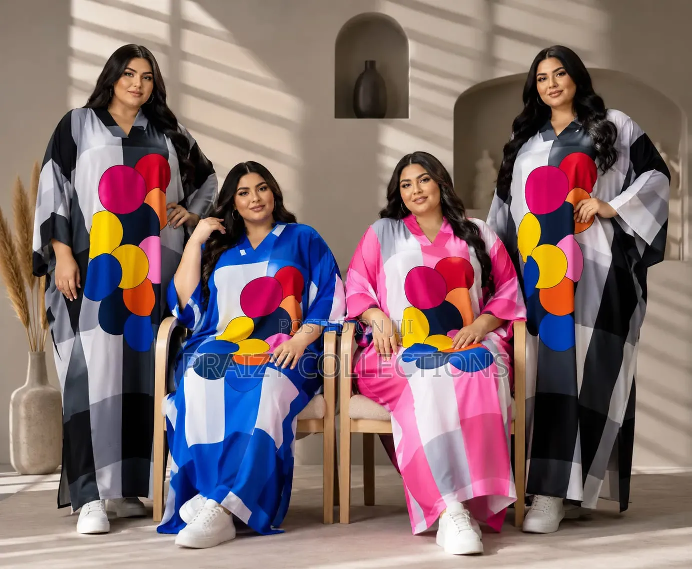 Premium Abstract Print Kaftan Maxi Dress – Free Size Elegance