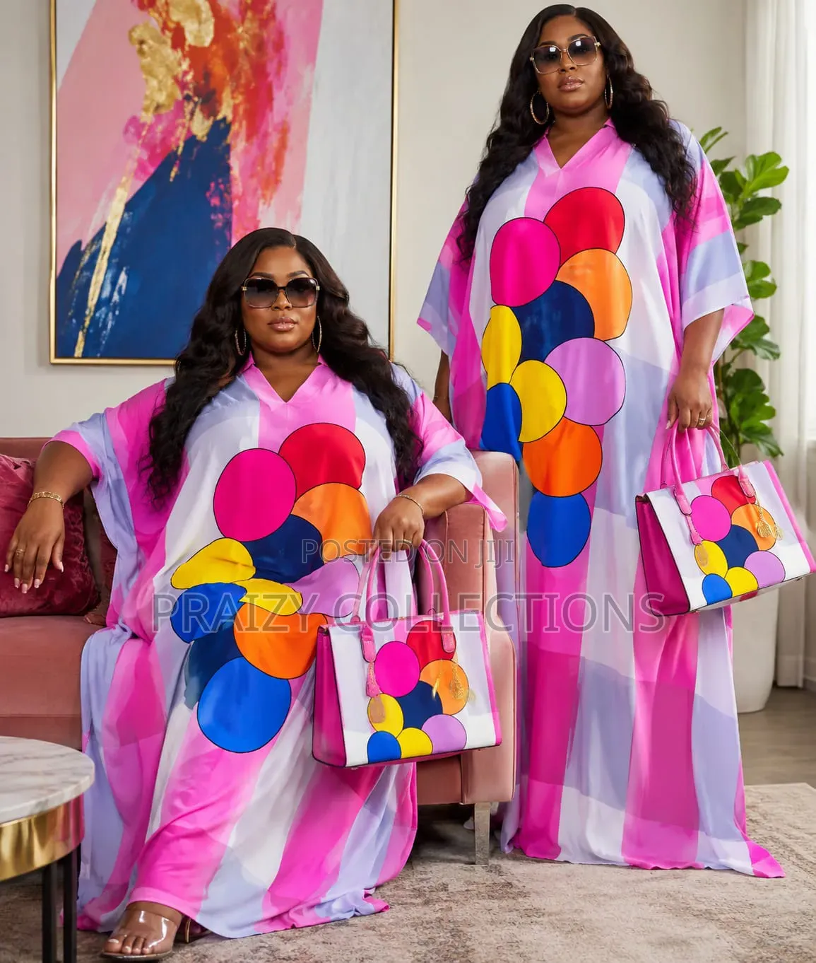 Premium Abstract Print Kaftan Maxi Dress – Free Size Elegance