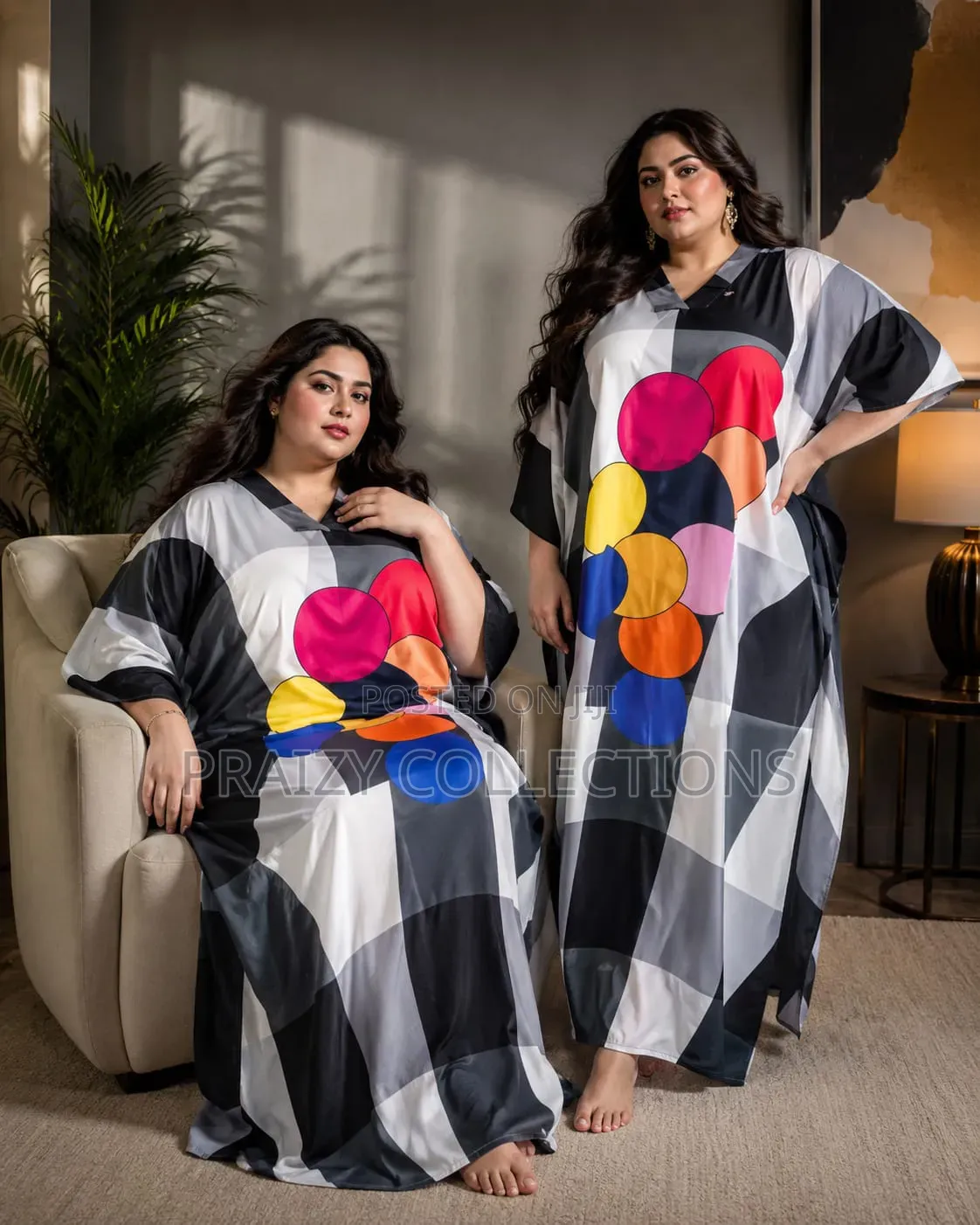 Premium Abstract Print Kaftan Maxi Dress – Free Size Elegance