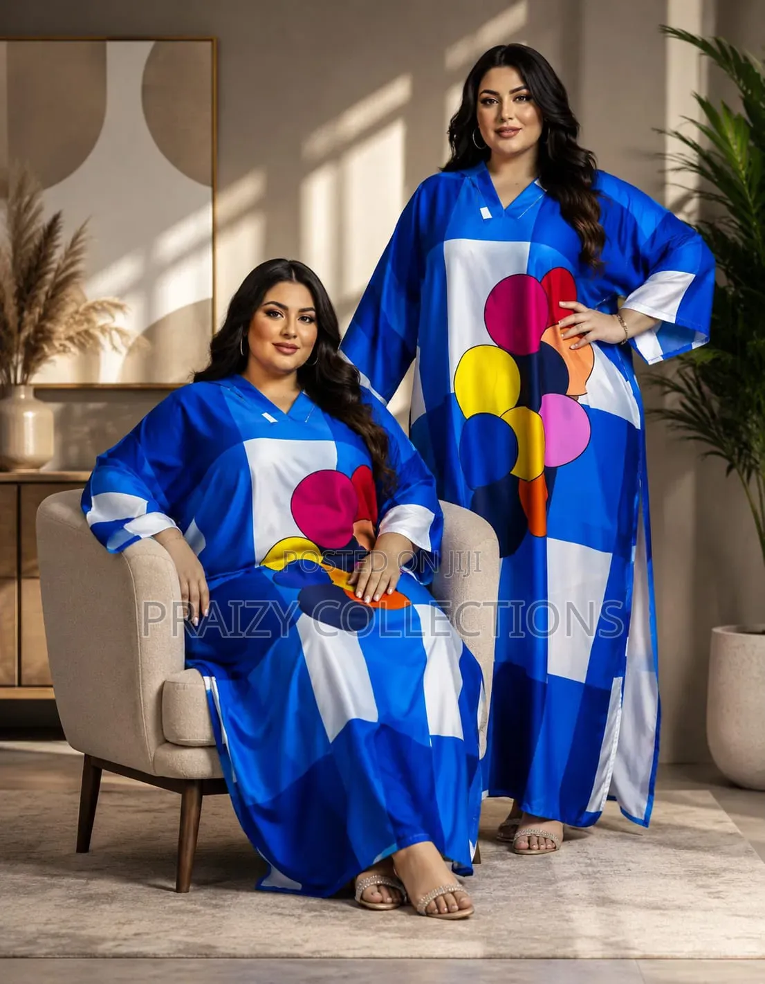 Premium Abstract Print Kaftan Maxi Dress – Free Size Elegance