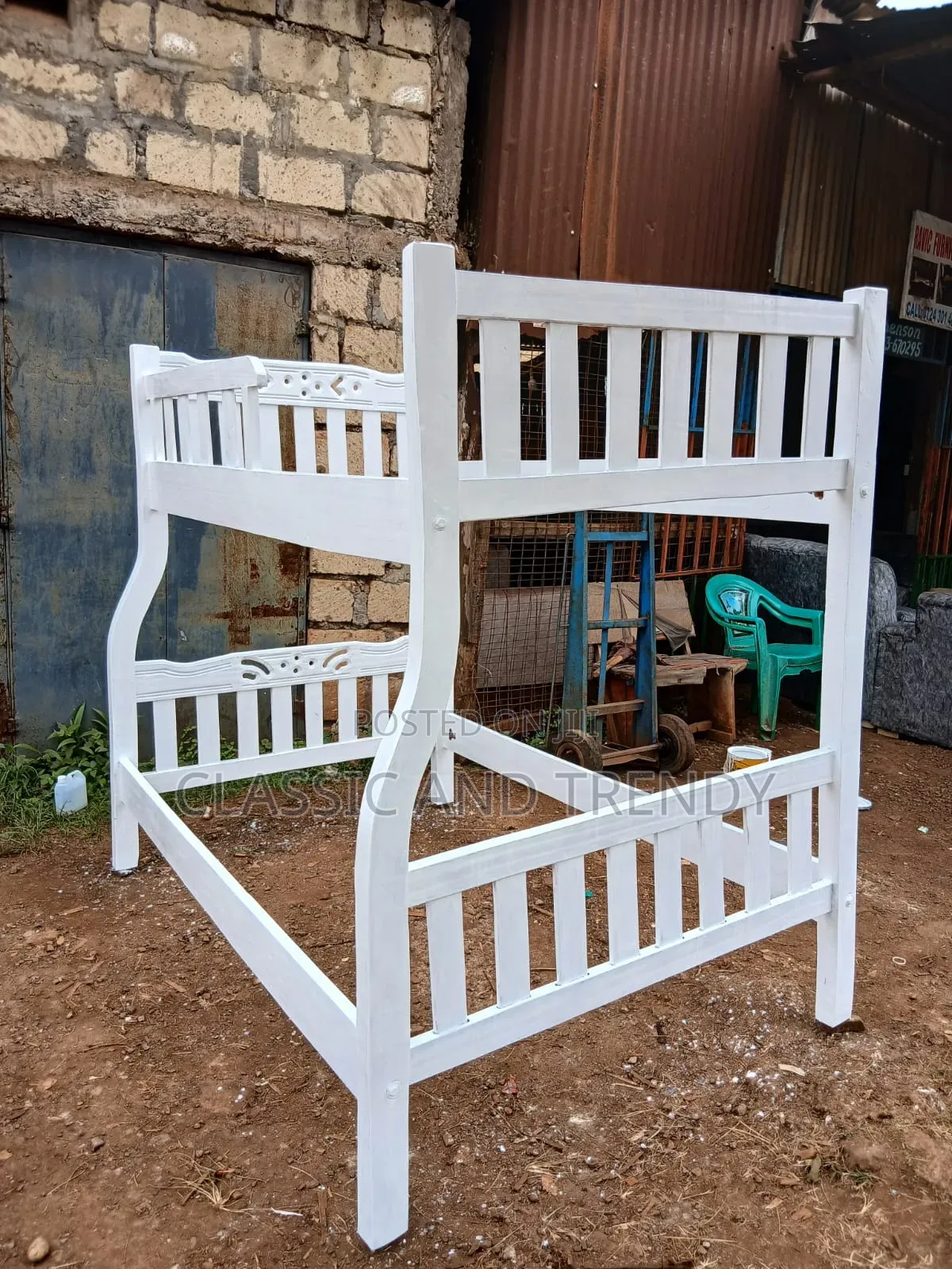 4x6 White Slatted Bunk Bed
