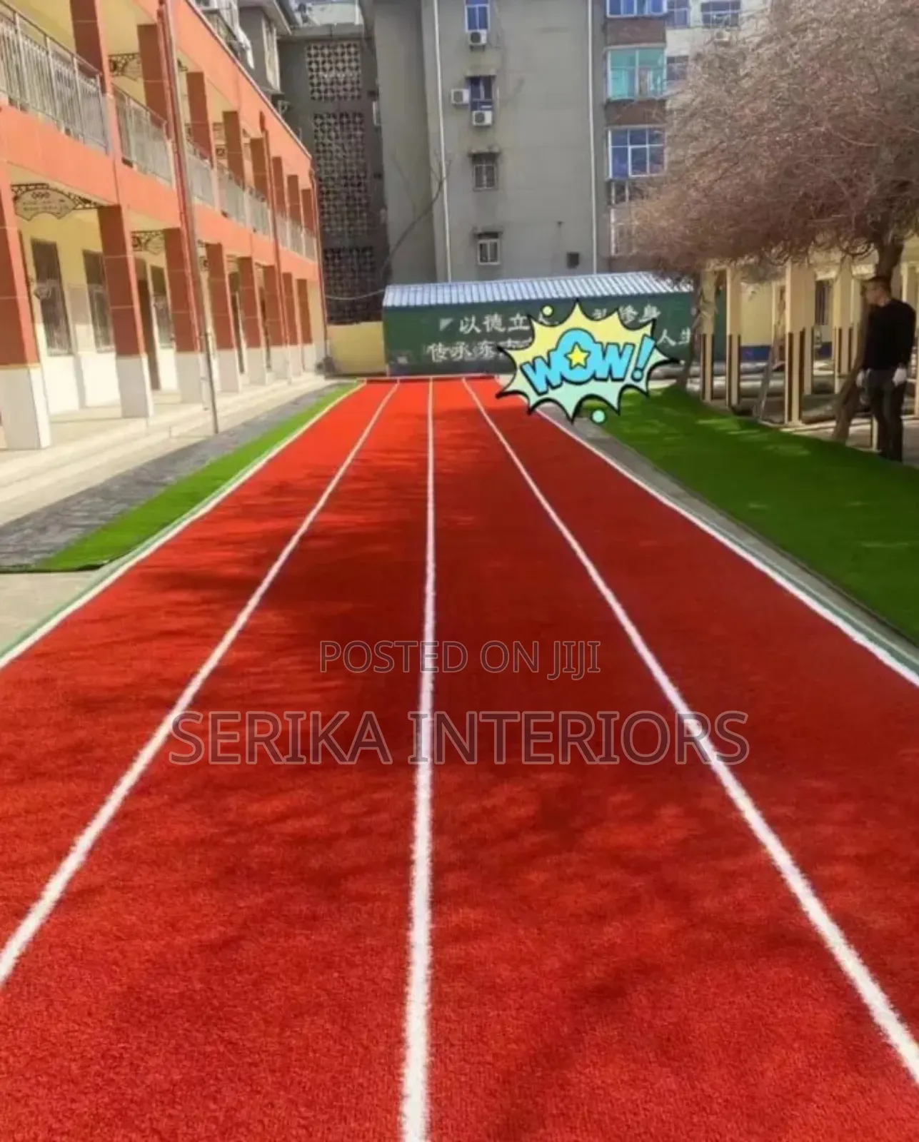 Red Marked Grass Carpets Grass Carpets Environmental Friendly Justin